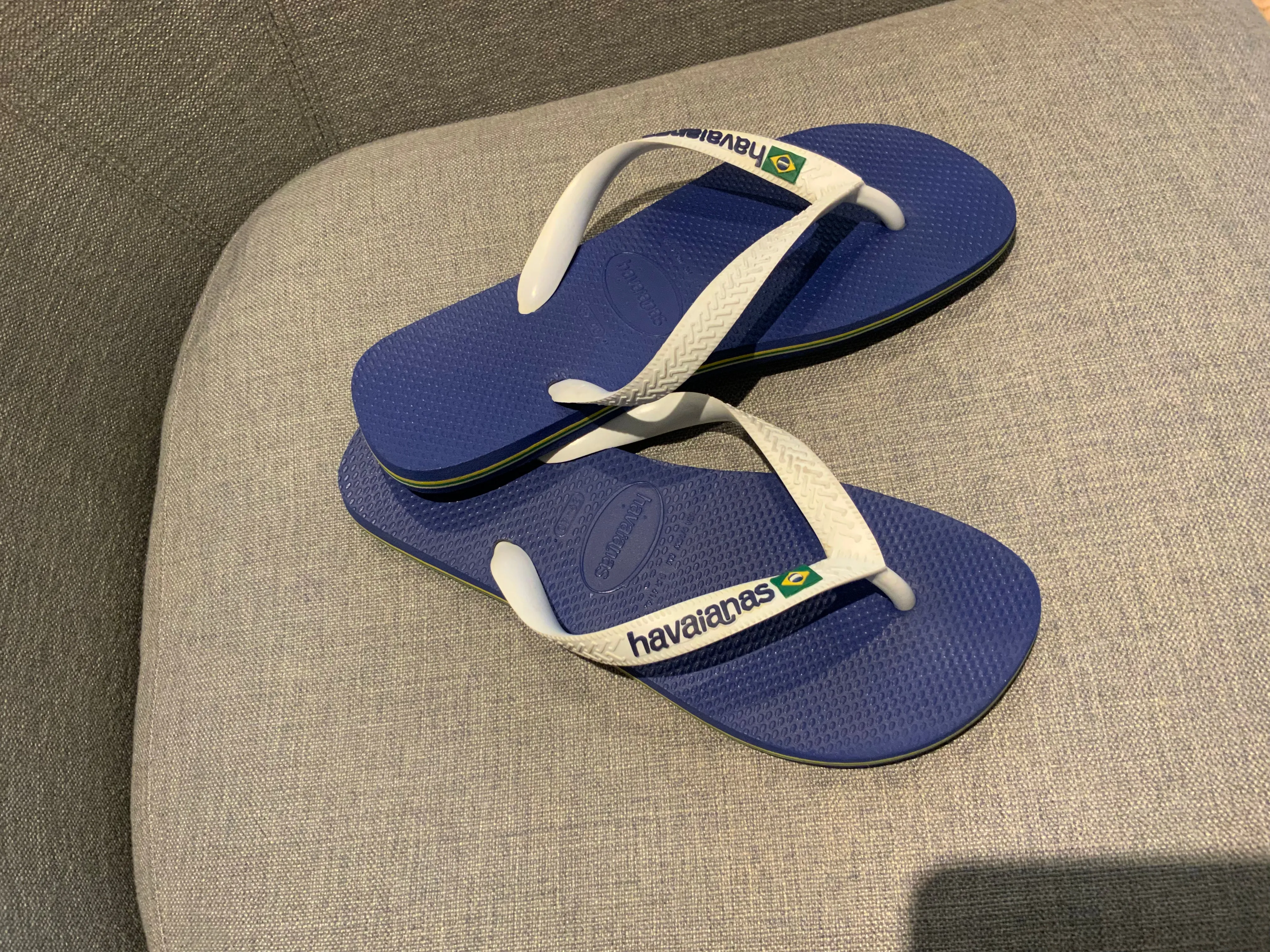 Havaianas Kids Brasil Logo Sandal - Marine Blue White Size 39-40 children