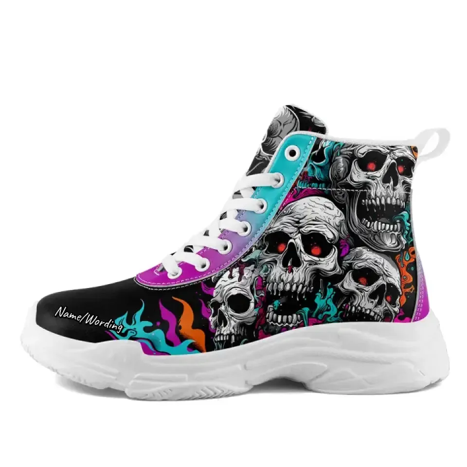 Holiday Gifts,Personalized Flamingo Sneakers, Custom Neon Dolphin Shoes, Breathable Hightop Sport Shoes