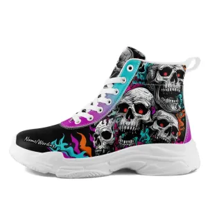 Holiday Gifts,Personalized Flamingo Sneakers, Custom Neon Dolphin Shoes, Breathable Hightop Sport Shoes