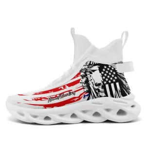 Holiday Gifts,Personalized Veteran Sneakers, Custom Skull and Flag Shoes,  Breathable and Glow at Night Shoes