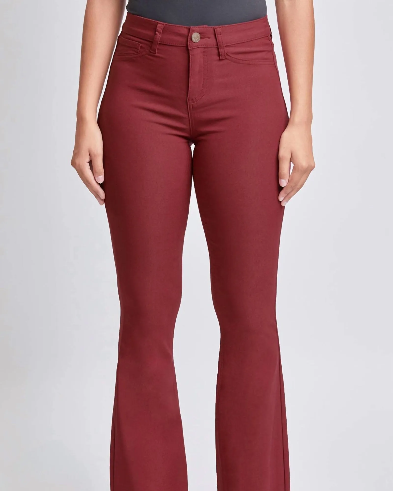 Hyperstretch High Rise Flare Denim In Dark Rose | Dark Rose