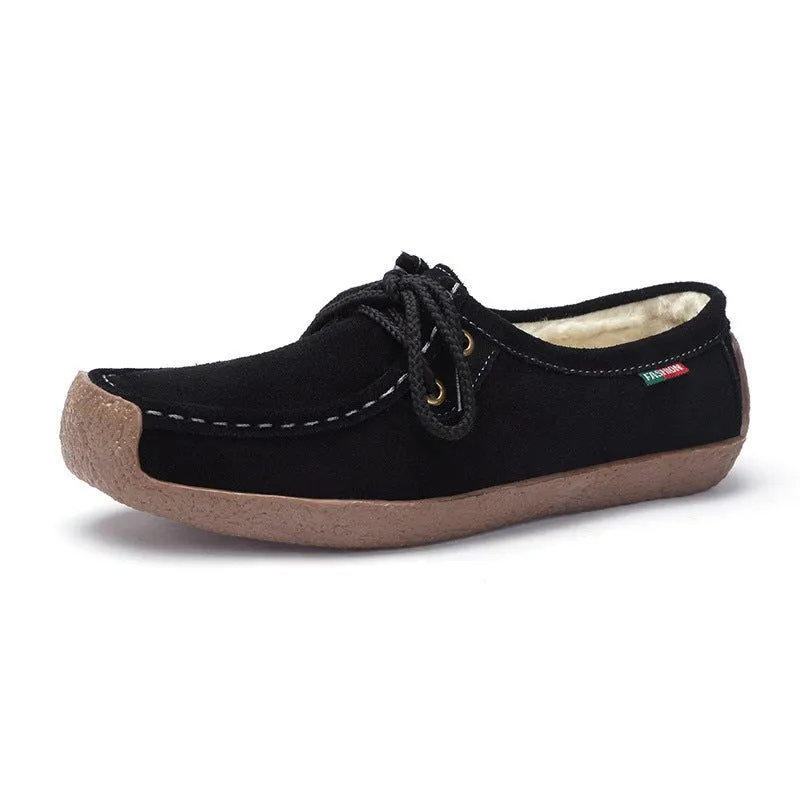 Lace-Up Flat Heel Loafers