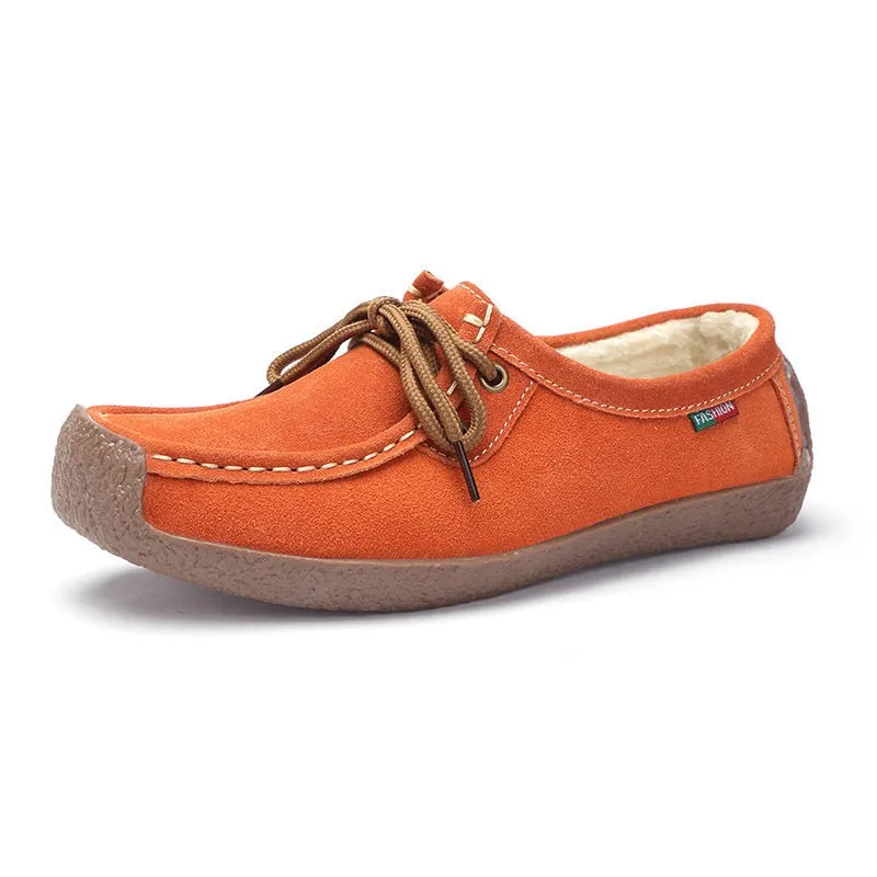 Lace-Up Flat Heel Loafers