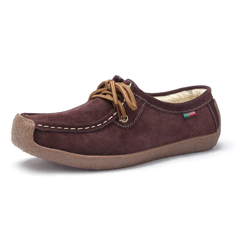 Lace-Up Flat Heel Loafers