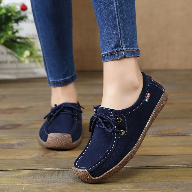 Lace-Up Flat Heel Loafers