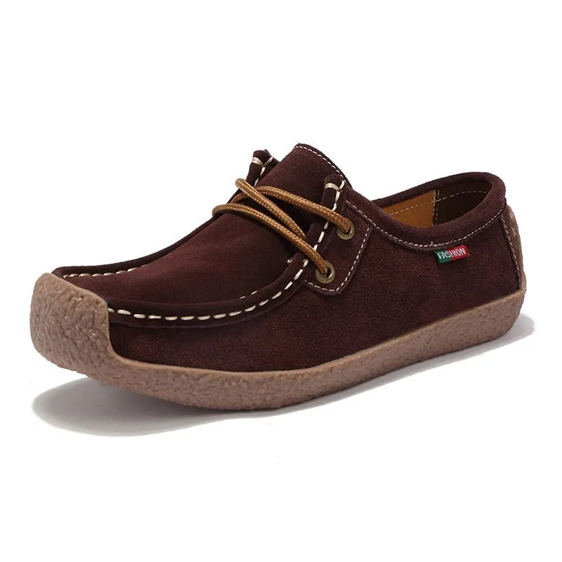 Lace-Up Flat Heel Loafers