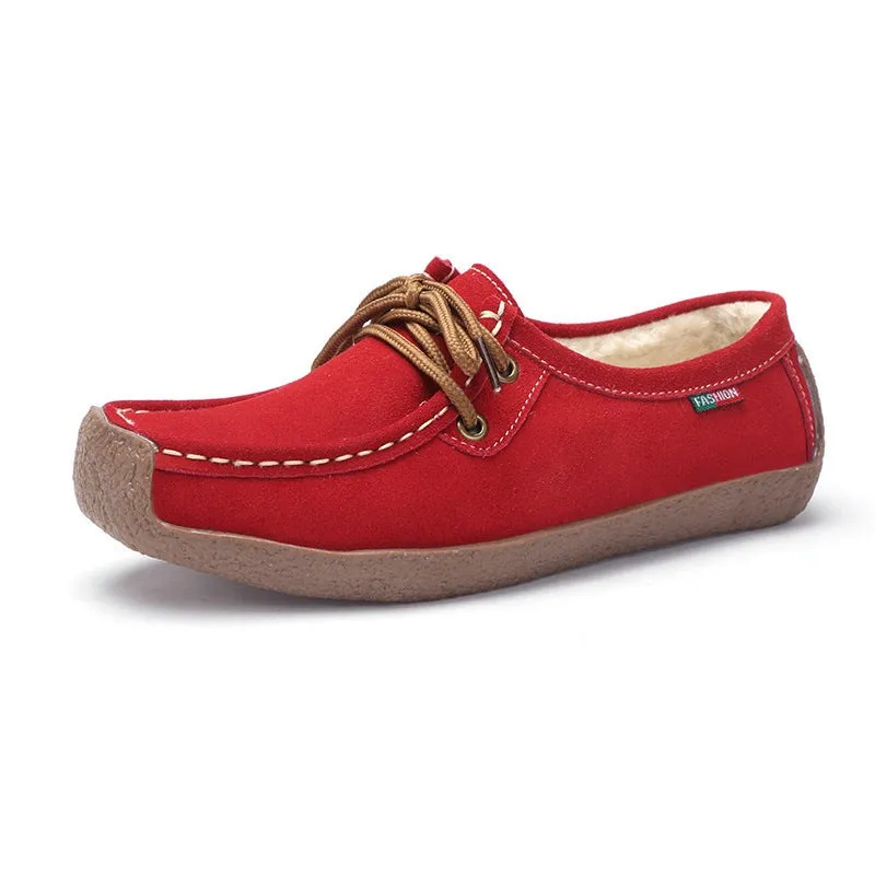 Lace-Up Flat Heel Loafers