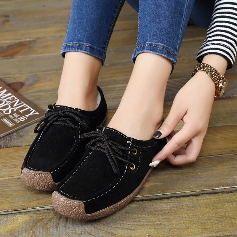 Lace-Up Flat Heel Loafers
