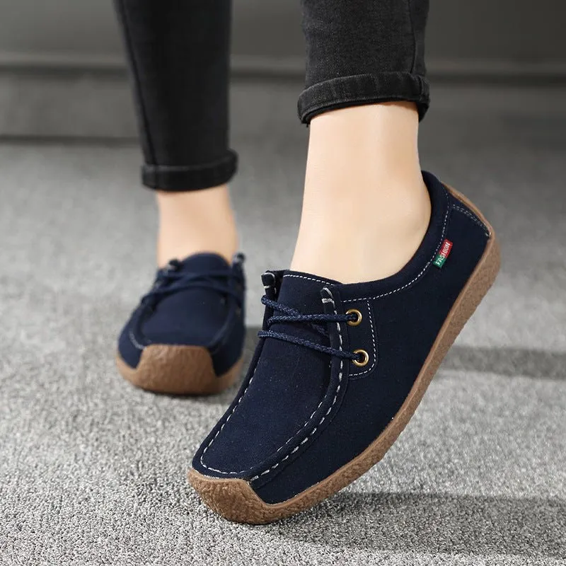 Lace-Up Flat Heel Loafers