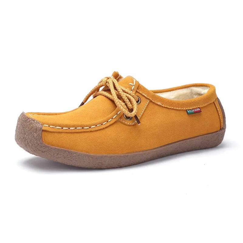 Lace-Up Flat Heel Loafers
