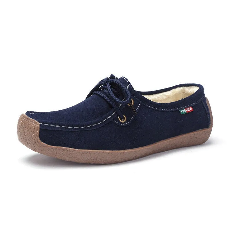 Lace-Up Flat Heel Loafers