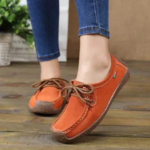 Lace-Up Flat Heel Loafers