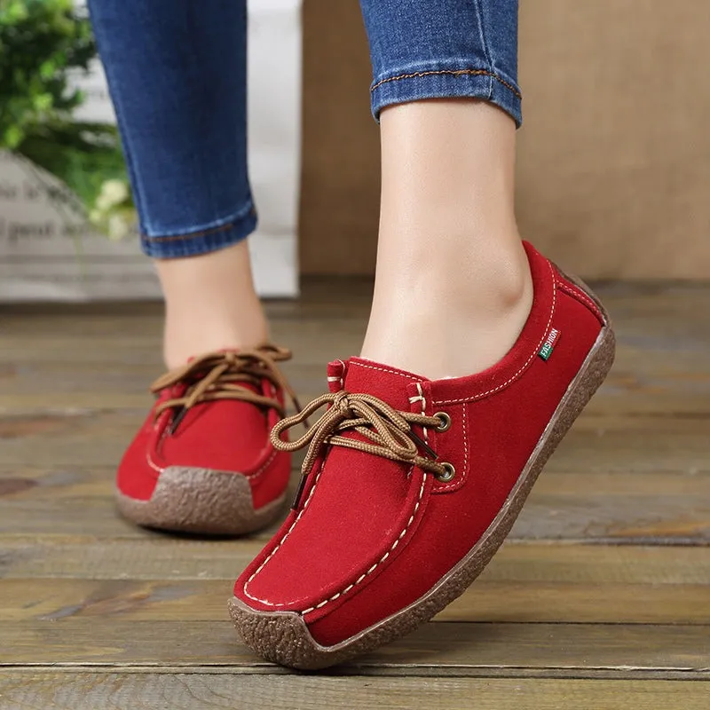 Lace-Up Flat Heel Loafers