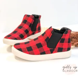 Last Chance Size 7 & 9.5 | Very G | Downtown Stroll High Top Slip On Buffalo Plaid Sneakers in Red