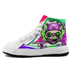 Luxury Gifts,Personalized Pumpkin Sneakers, Custom Skeleton Beauty Shoes, Durable High-Top Shoes, Gift for Halloween