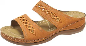 Orthopedic Sandals for Women with Arch Support Walking Slippers Slip On Wide Width Slides for Summer Beach Non Slip Breathable Sandal Vintage Flip Flops Dressy Spring Flat