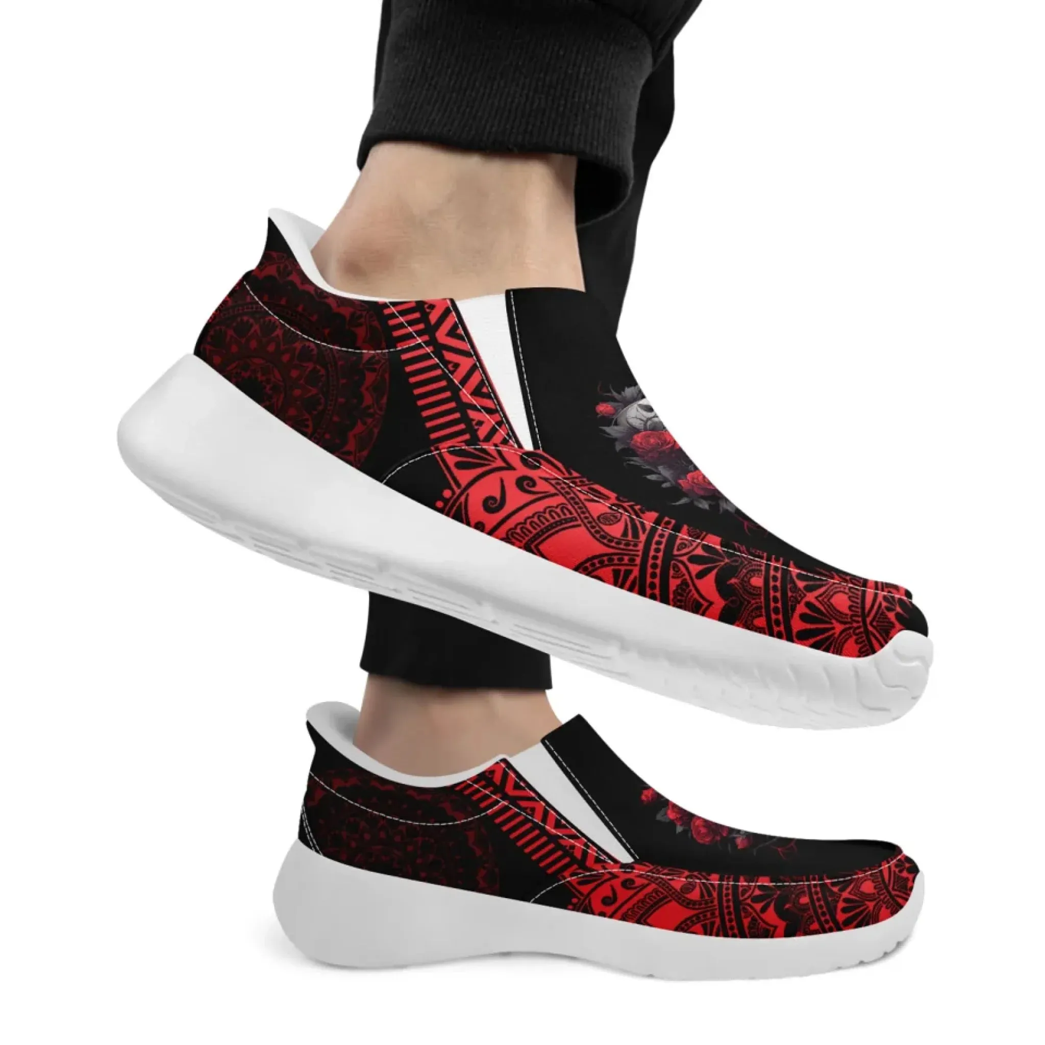 Personalized Gothic Sneakers, Custom Skull Fashion Shoes, Comfortable Unisex Slip On Shoes