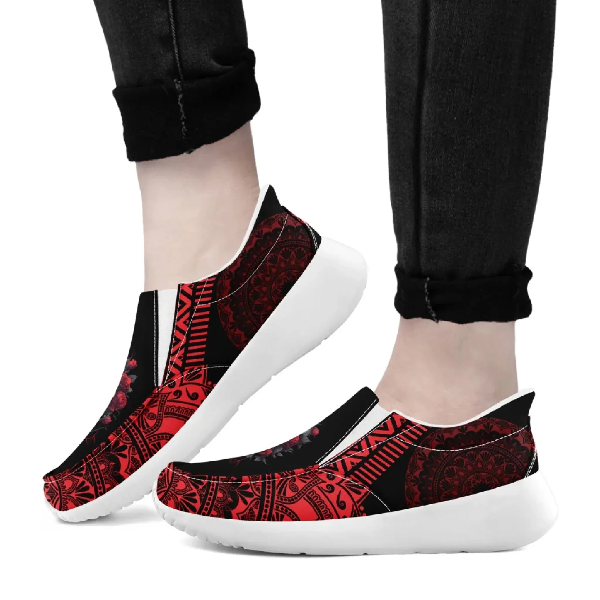 Personalized Gothic Sneakers, Custom Skull Fashion Shoes, Comfortable Unisex Slip On Shoes
