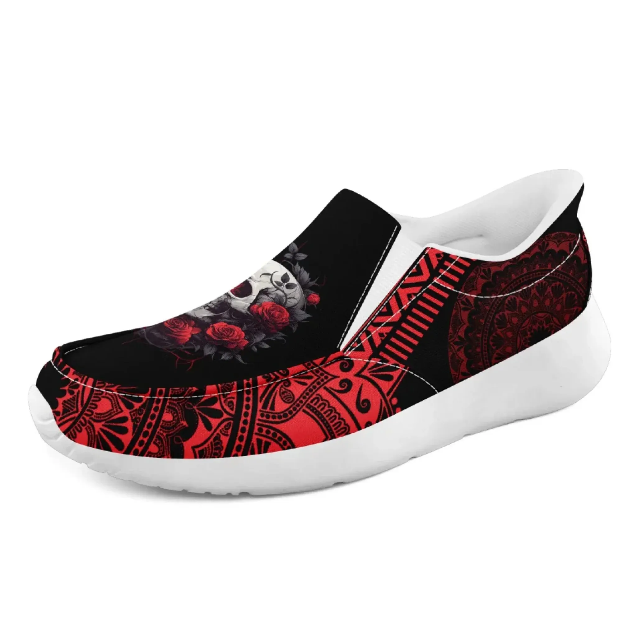 Personalized Gothic Sneakers, Custom Skull Fashion Shoes, Comfortable Unisex Slip On Shoes