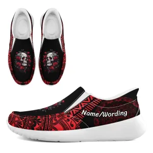 Personalized Gothic Sneakers, Custom Skull Fashion Shoes, Comfortable Unisex Slip On Shoes