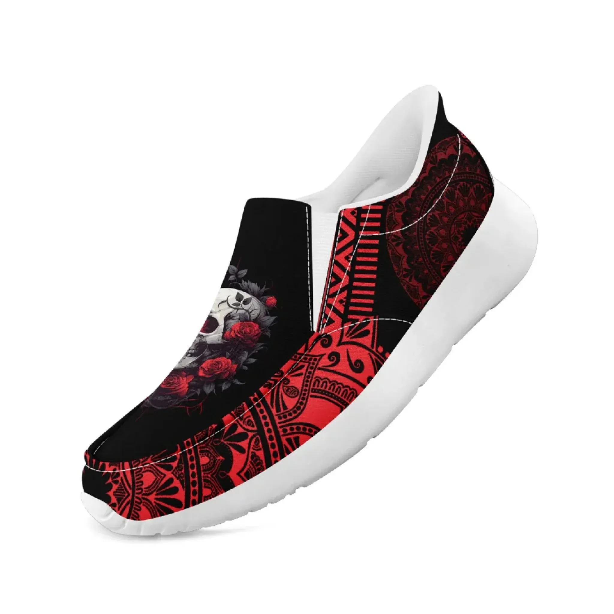 Personalized Gothic Sneakers, Custom Skull Fashion Shoes, Comfortable Unisex Slip On Shoes