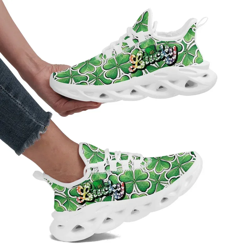 Personalized Green Vibes Sneakers, Custom Unisex St. Patrick’s Shoes, Comfortable and lightweight Shoes