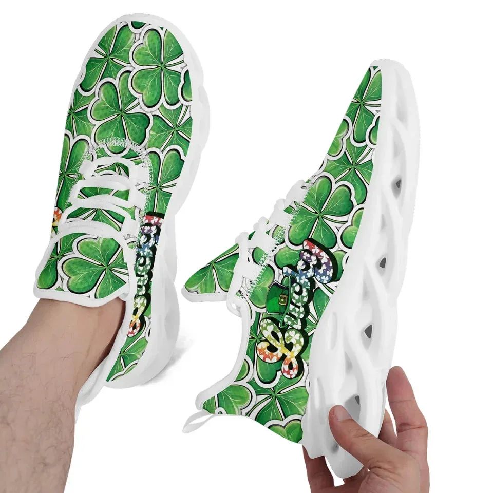 Personalized Green Vibes Sneakers, Custom Unisex St. Patrick’s Shoes, Comfortable and lightweight Shoes
