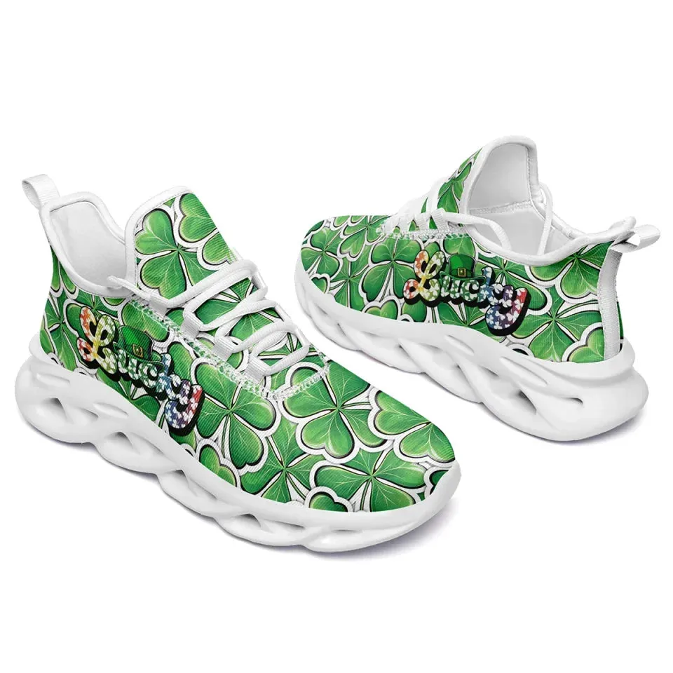 Personalized Green Vibes Sneakers, Custom Unisex St. Patrick’s Shoes, Comfortable and lightweight Shoes