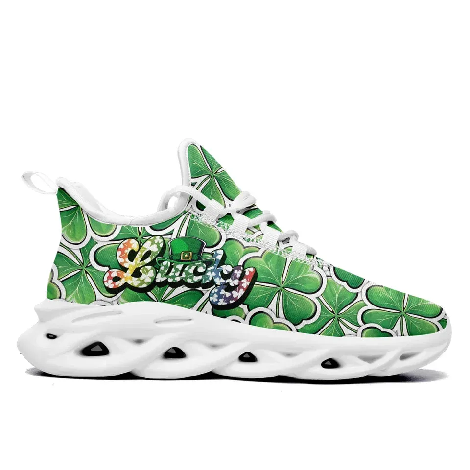 Personalized Green Vibes Sneakers, Custom Unisex St. Patrick’s Shoes, Comfortable and lightweight Shoes