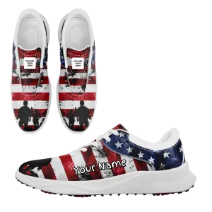 Personalized US Flag Sneakers, Custom Patriotic Shoes, Premium Golf Shoes