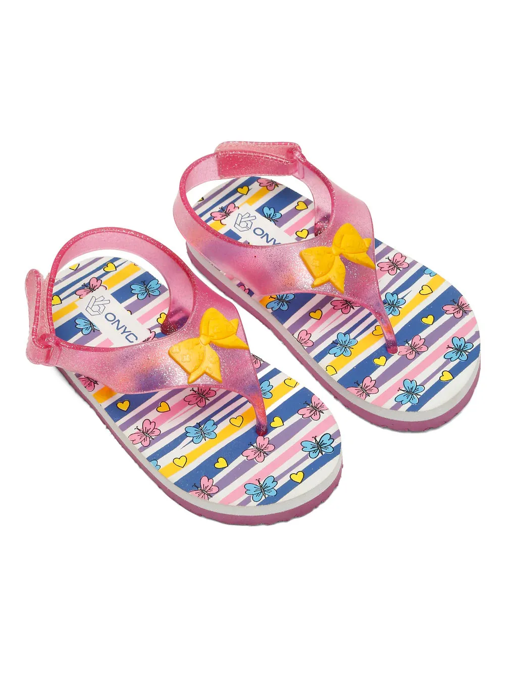 Premium Butterfly Candy Flip-flops With Glitter - Pink (Girls)