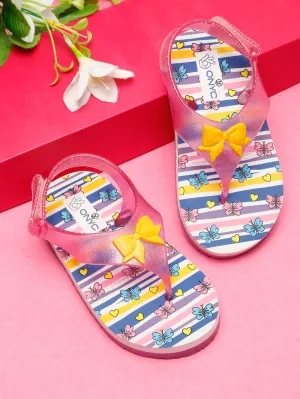 Premium Butterfly Candy Flip-flops With Glitter - Pink (Girls)