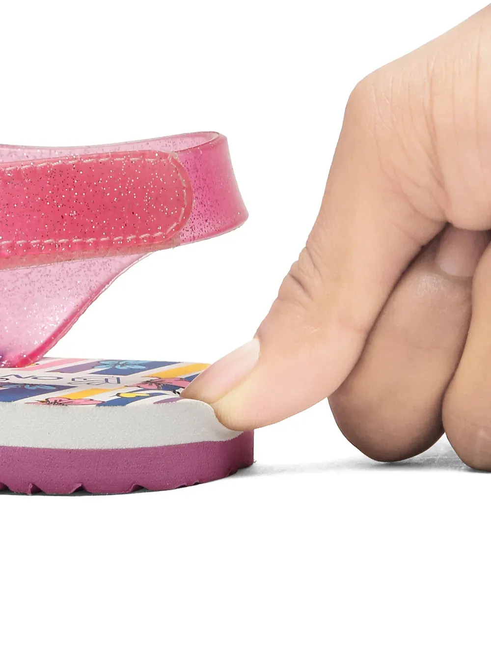 Premium Butterfly Candy Flip-flops With Glitter - Pink (Girls)