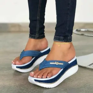 Purpdrank - Women's Sandals Slippers Flip-Flops Platform Sandals Flip-Flops Plus Size Outdoor Daily Beach Summer Platform Open Toe Casual Minimalism Canvas Loafer Solid Color White Red Blue