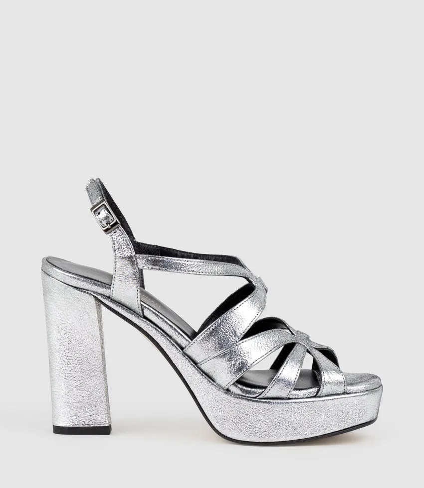 RYLLA115 Caged Platform Sandal in Silver