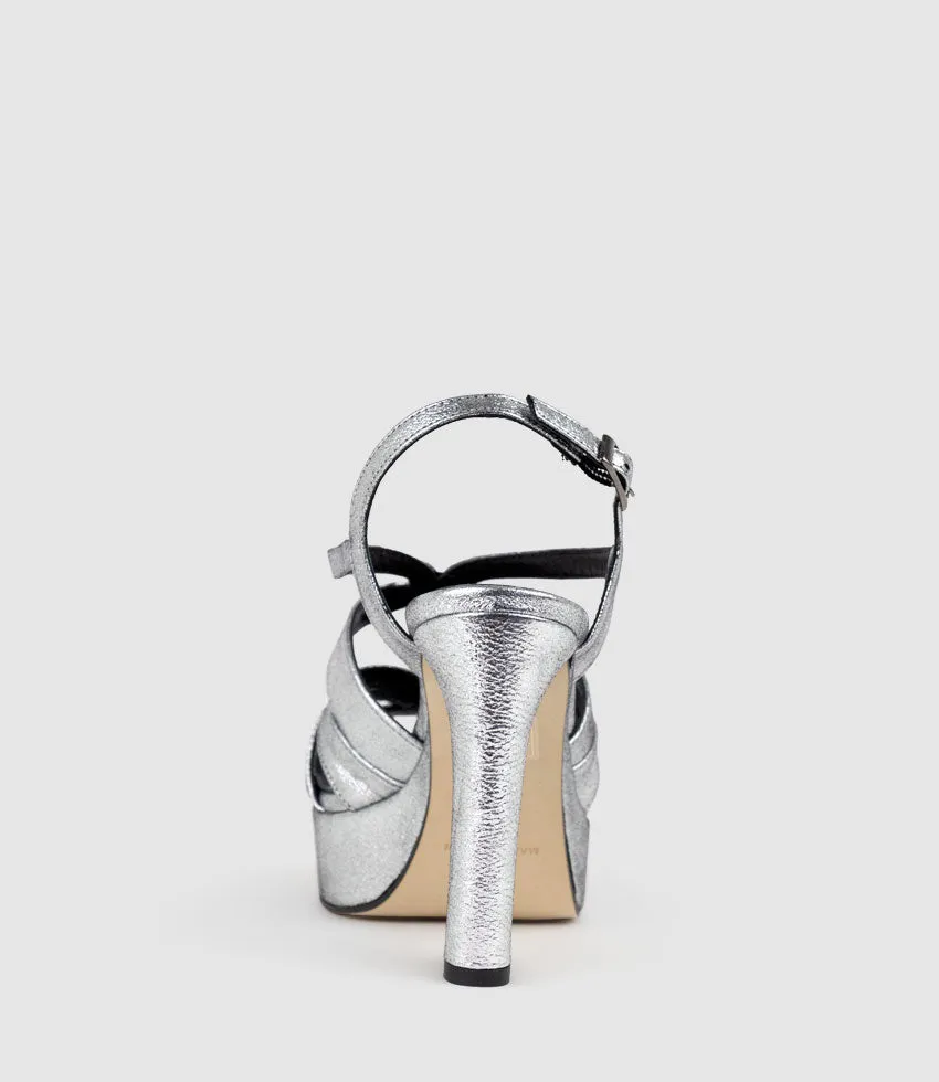 RYLLA115 Caged Platform Sandal in Silver