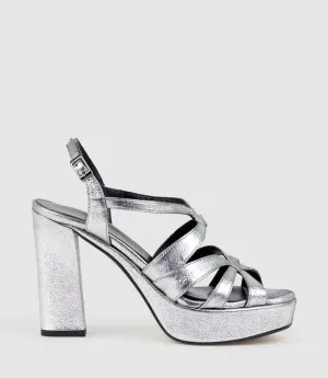 RYLLA115 Caged Platform Sandal in Silver
