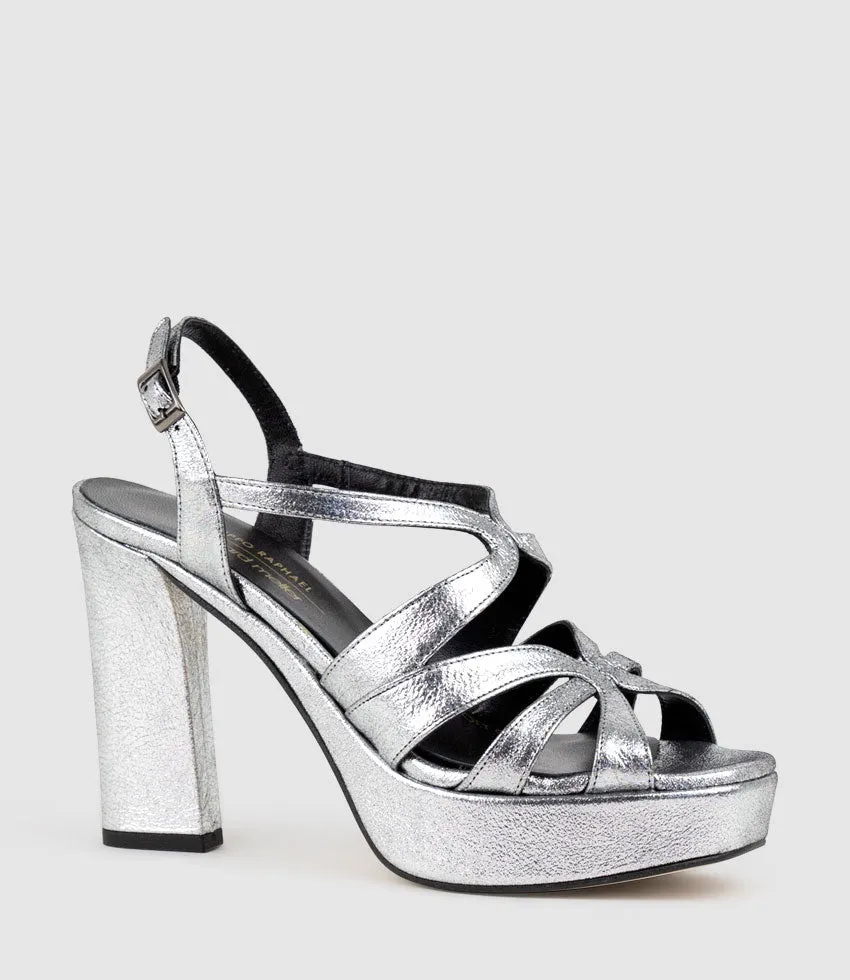RYLLA115 Caged Platform Sandal in Silver
