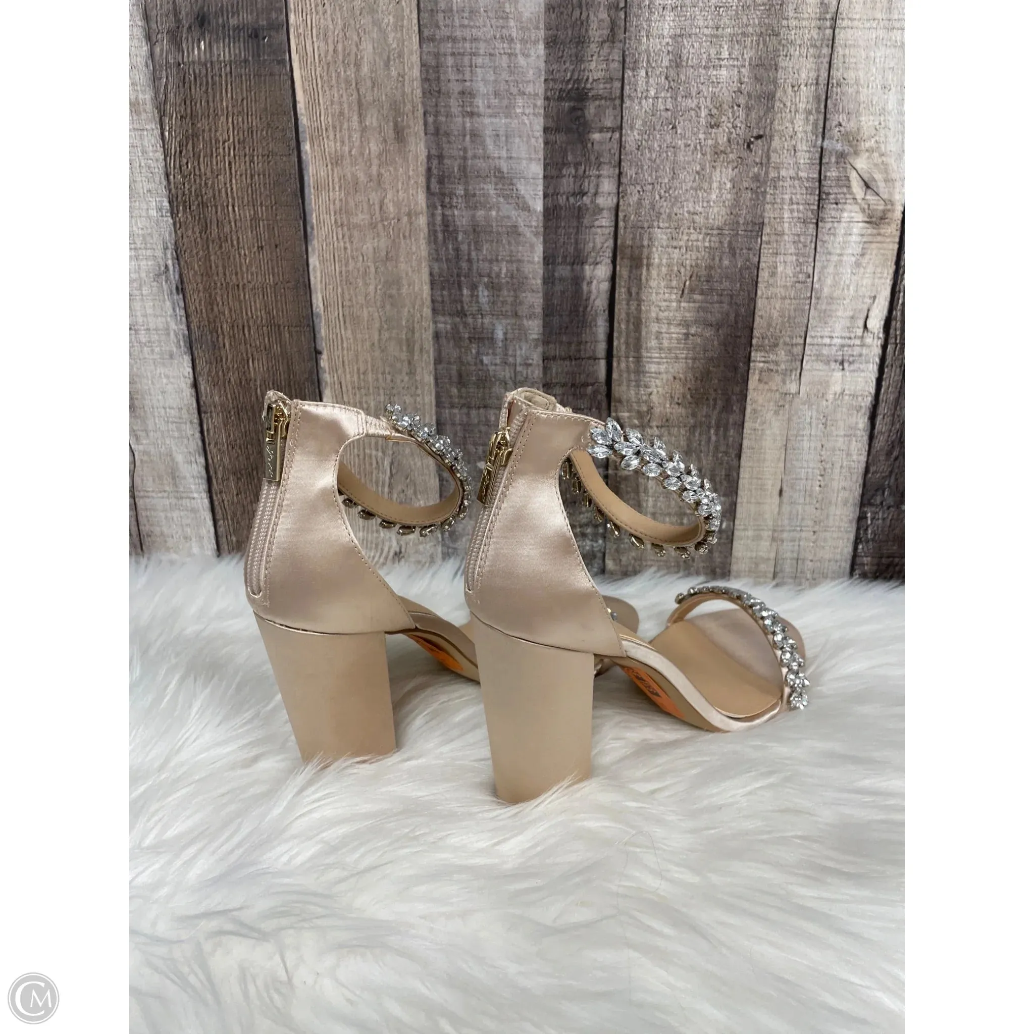 Sandals Heels Block By Badgley Mischka In Beige, Size: 10