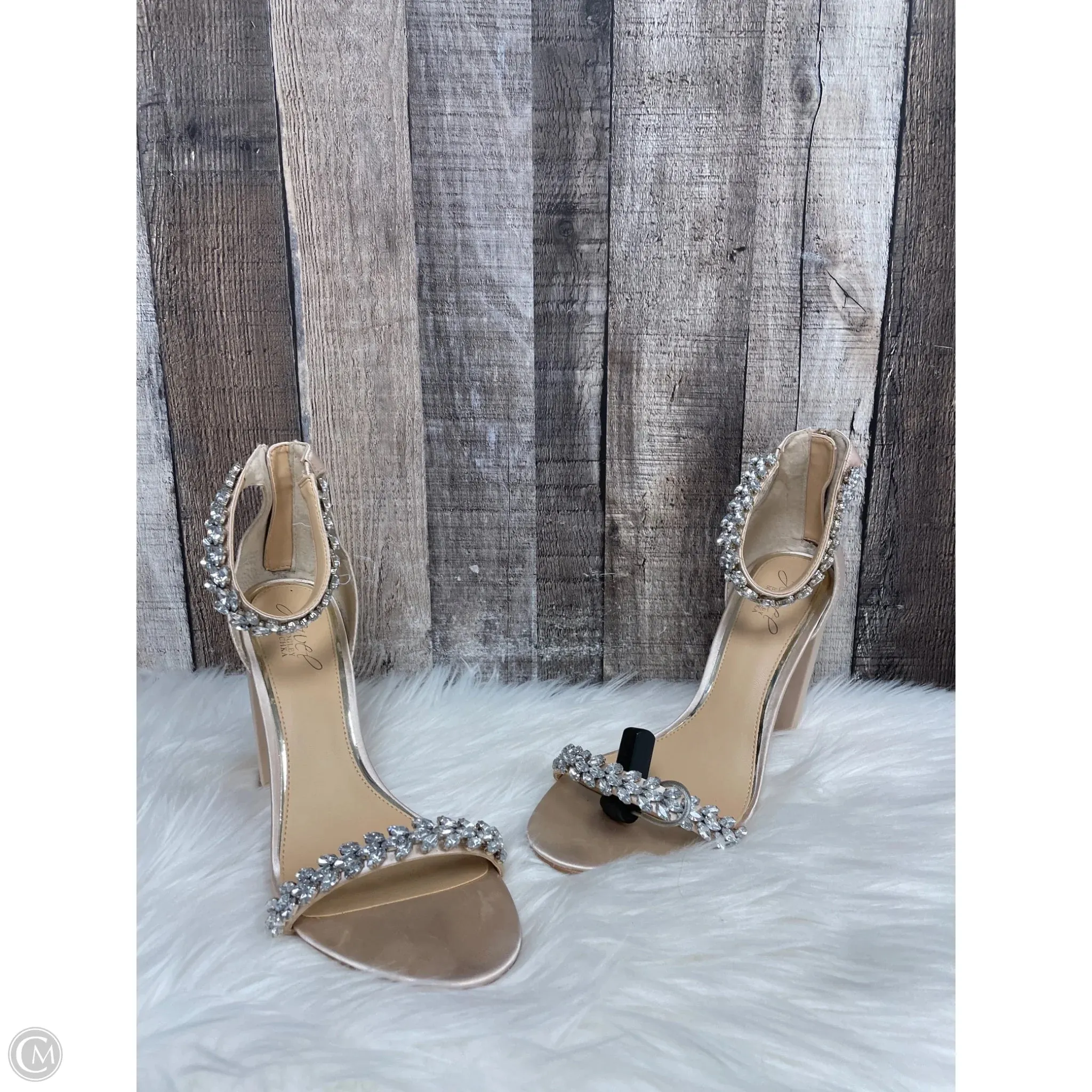 Sandals Heels Block By Badgley Mischka In Beige, Size: 10