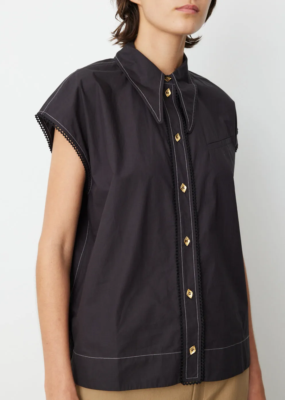 Sleeveless Poplin Shirt