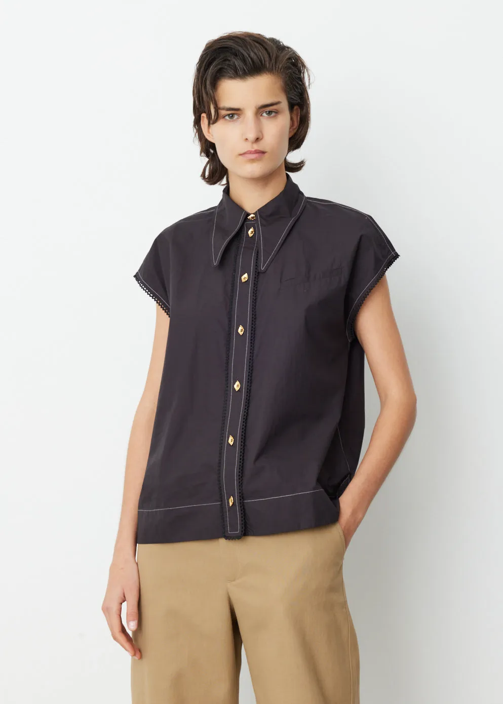Sleeveless Poplin Shirt