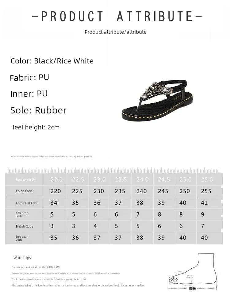 Spring Fashion Flip-Toe Rhinestone Ins Fashionable Sandals