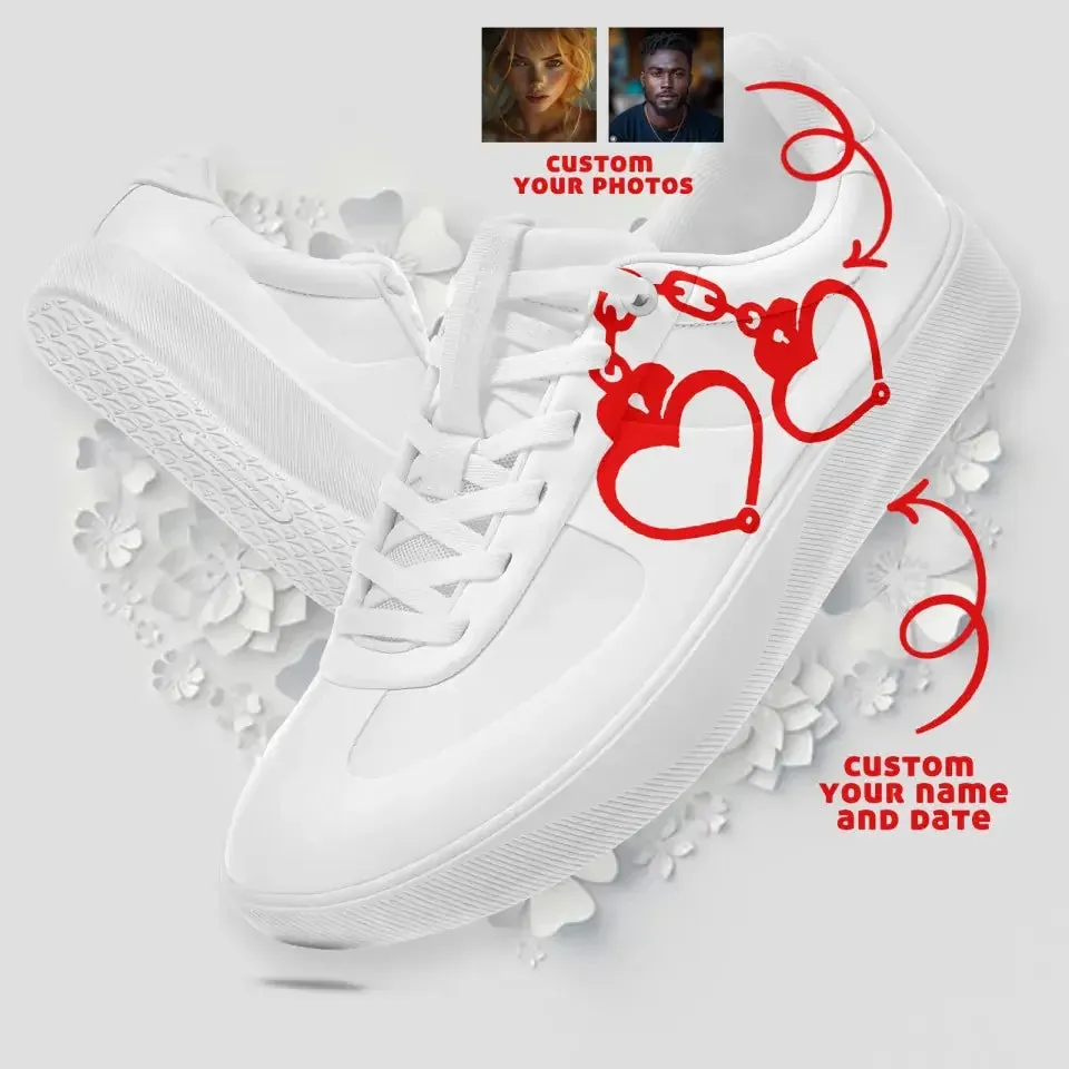Unique Gift,Personalized 2 Pairs of Love Couple Sneakers, Custom Comfortable Wedding Shoes, Best Gift for Valentine's Day