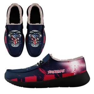 Unique Gift,Personalized Flag Sneakers, Custom Patriotic Fur Lining Loafer Shoes, Best Gift for Vateran.FN042-24020295-6b