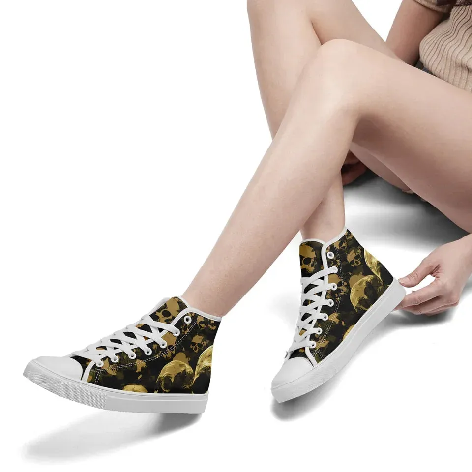 Unique Gift,Personalized Gothic Sneakers, Custom Punk Style Shoes, Comfortable Canvas High Top Shoes