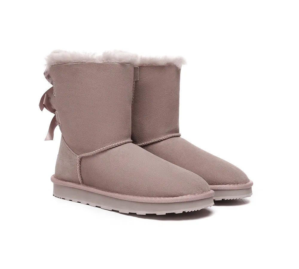 Urban UGG Boots Double Faced Sheepskin Short Back Bow