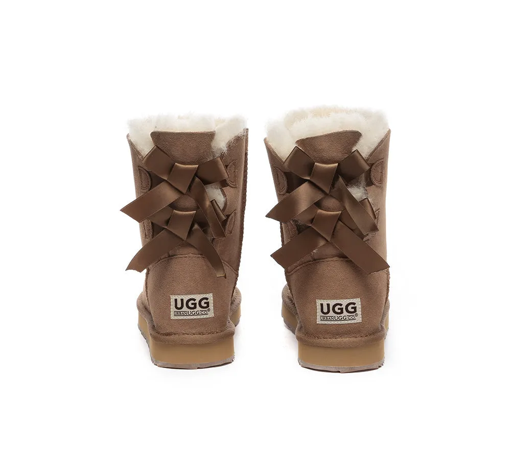 Urban UGG Boots Double Faced Sheepskin Short Back Bow