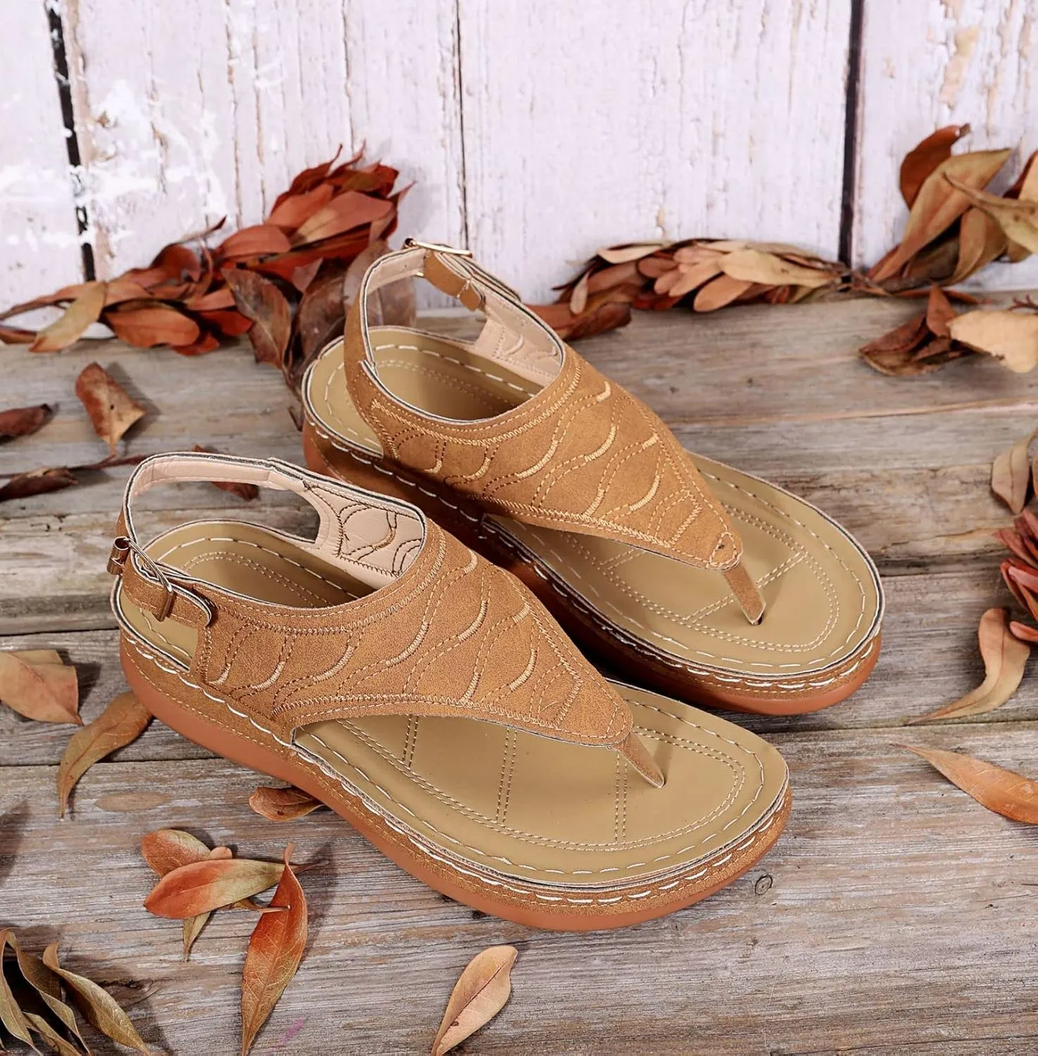 Women's Comfy Orthotic Sandals, Sandals for Women, Wide Gladiator Orthopedic Women with Arch Support, Roman Low Wedges Flip Flops Anti-Slip Beach Travel Vacation Casual Daily Summer Dressy