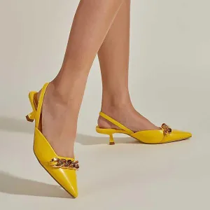 Women's Fashionable Chain Low Heel Pointed Toe Sandals 63251896S